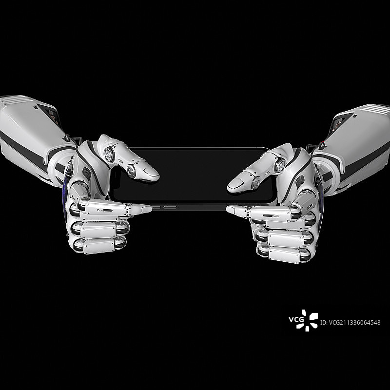 人工智能机器手拿着手机图片素材