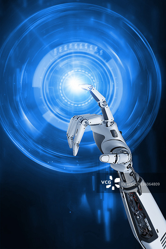人工智能机器手触摸图片素材