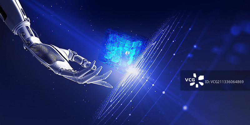 AI人工智能机器手探索宇宙图片素材