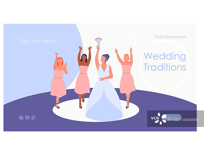 婚礼传统着陆页扁平风模板图片素材