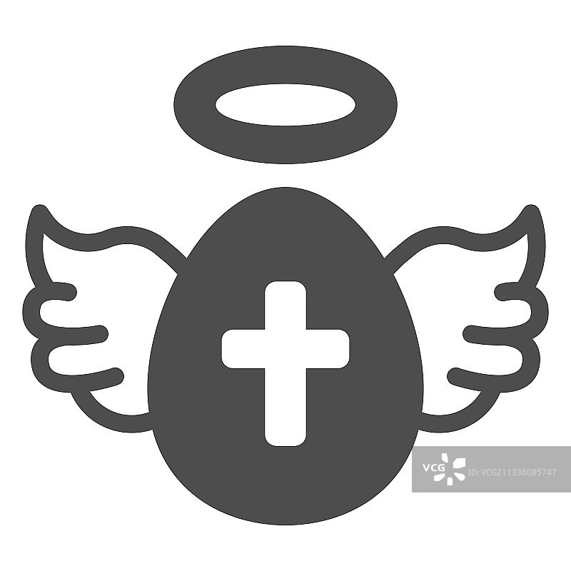 带翅膀和十字架的鸡蛋复活节图标图片素材