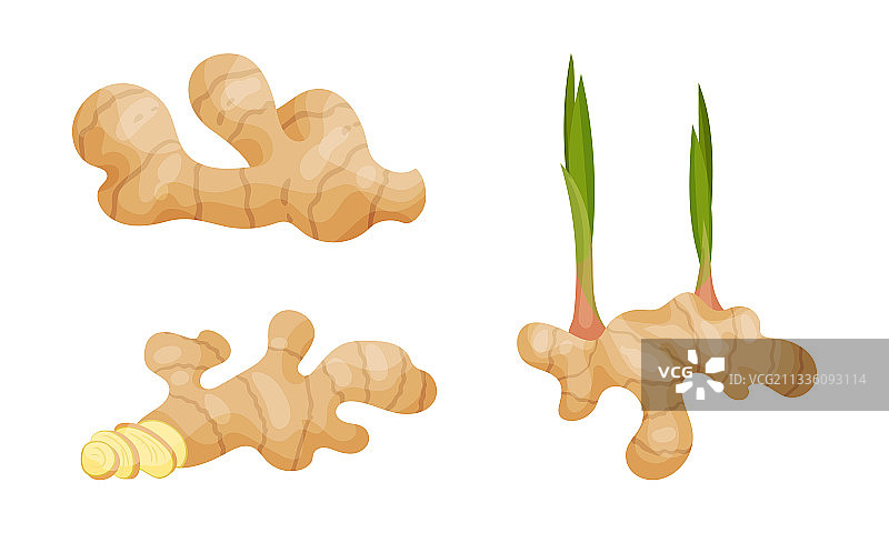 新鲜姜块：厨房香料图片素材