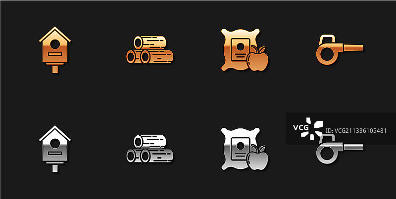 鸟舍、木头、麻袋里的苹果图片素材