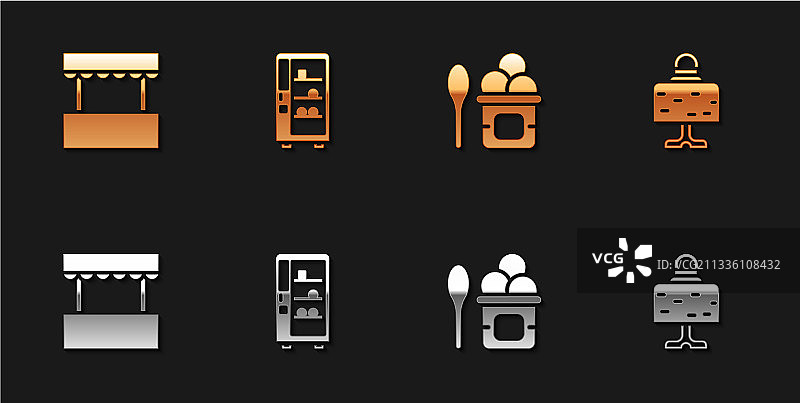 售票亭自动售货机冰淇淋套装图片素材