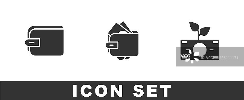 钱包金钱与盆栽摇钱树套装图片素材