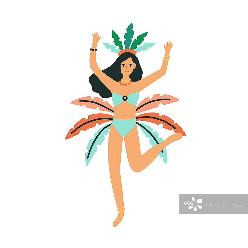 在里约跳桑巴舞的美丽巴西舞者图片素材