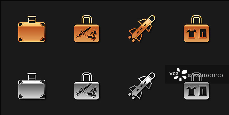 行李箱、火箭和图标图片素材