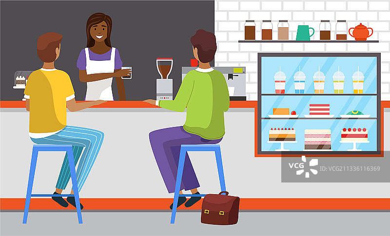 友好的女售货员在销售新鲜商品图片素材