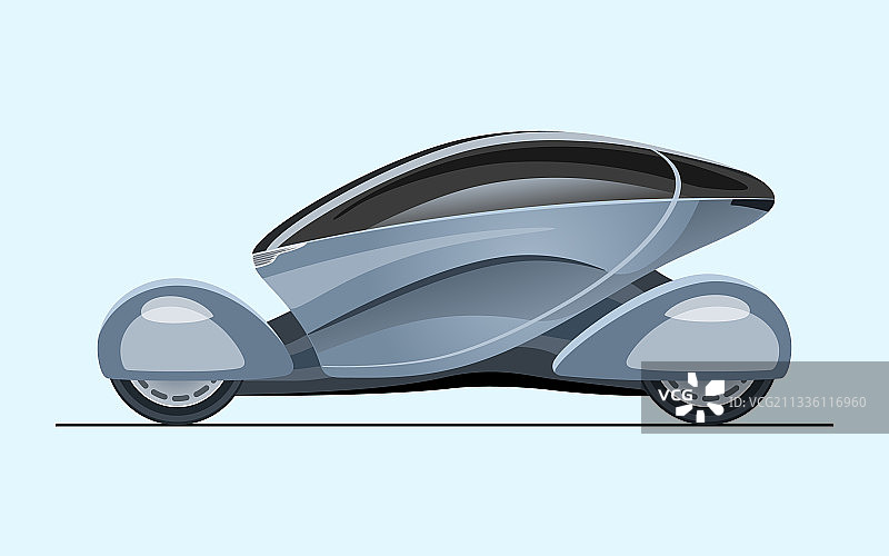 未来小型蓝色金属概念车图片素材