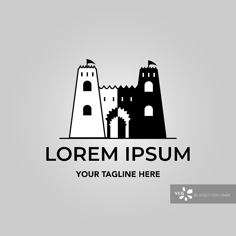 城堡Logo极简复古设计图片素材