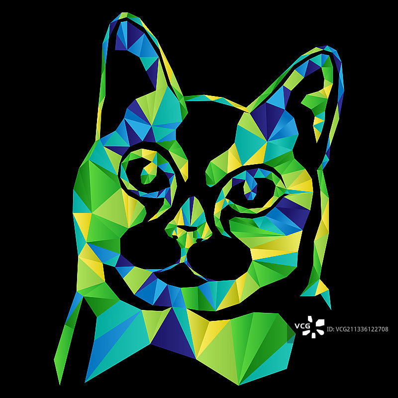 马赛克严肃猫图片素材