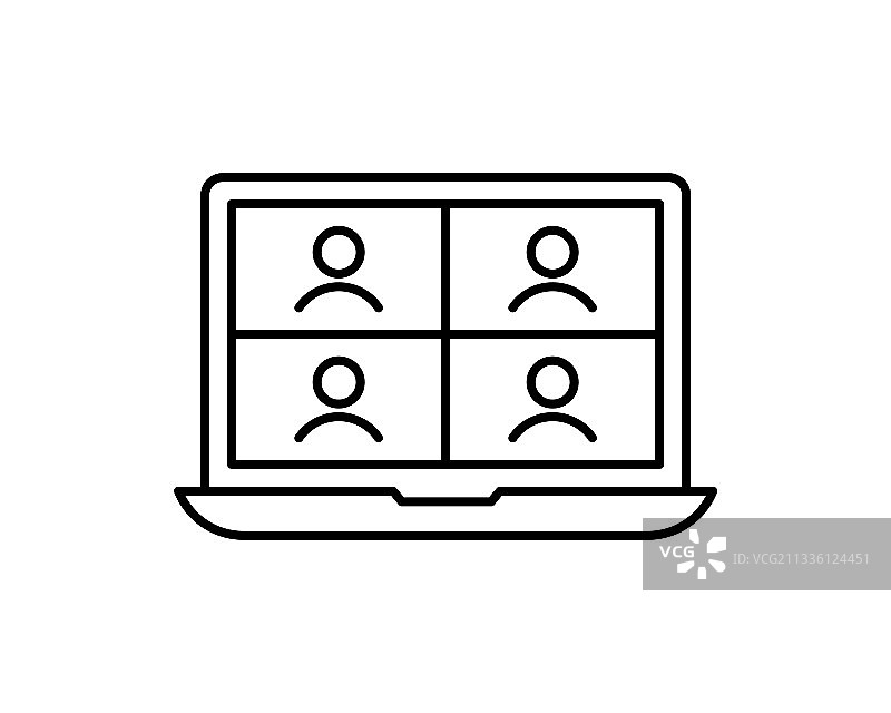 电脑屏幕上的视频会议人物图标图片素材