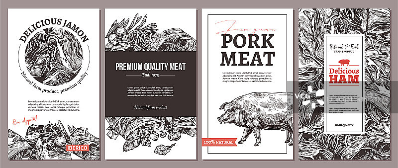 肉类养殖场天然产品标签图片素材