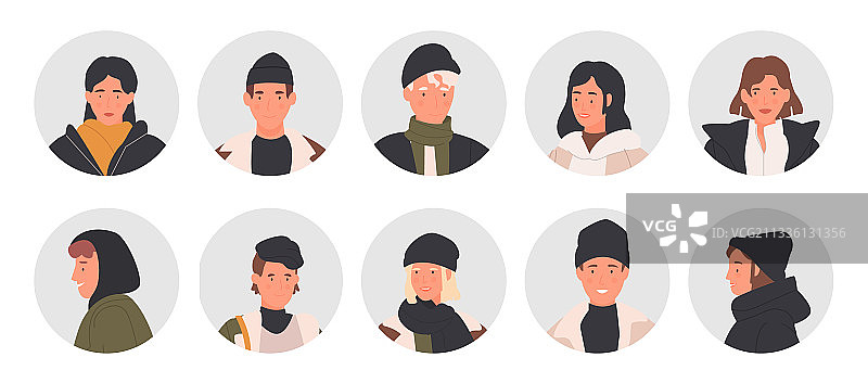 人物头像圆形用户图片，年轻男女图片素材