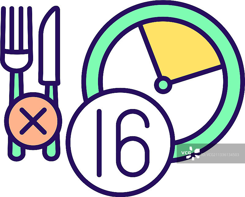 间歇性禁食策略RGB颜色图标图片素材