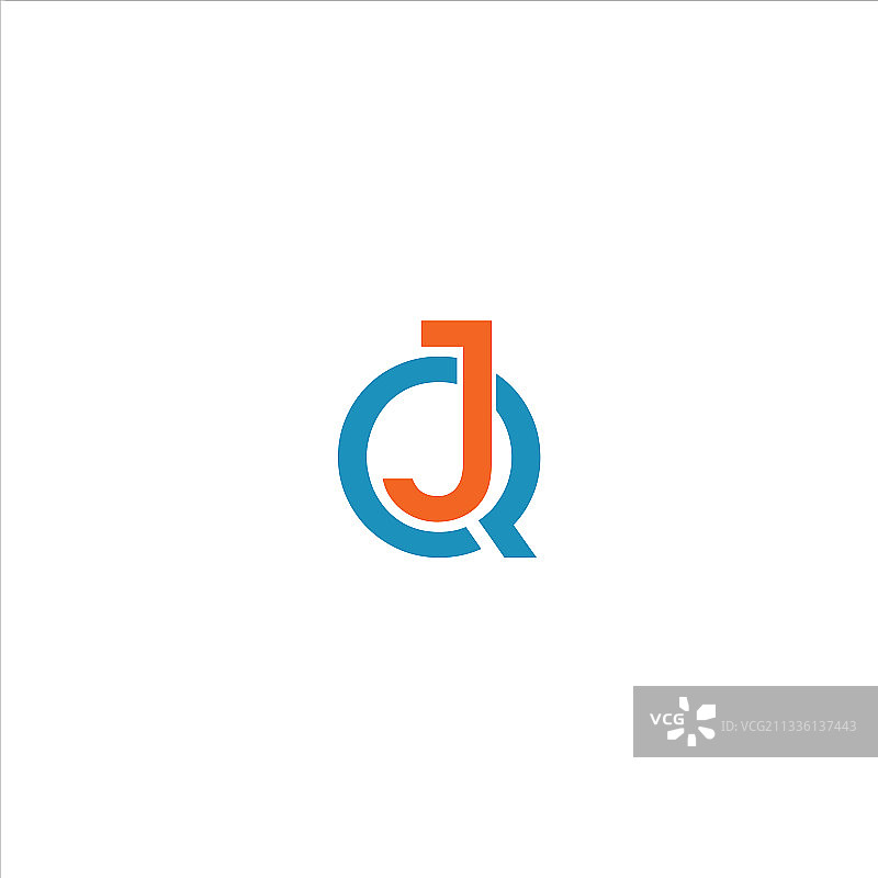 黑色背景上的J Q字母标志设计图片素材