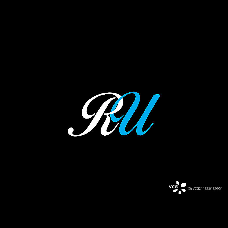 黑色背景上的字母RU标志设计图片素材