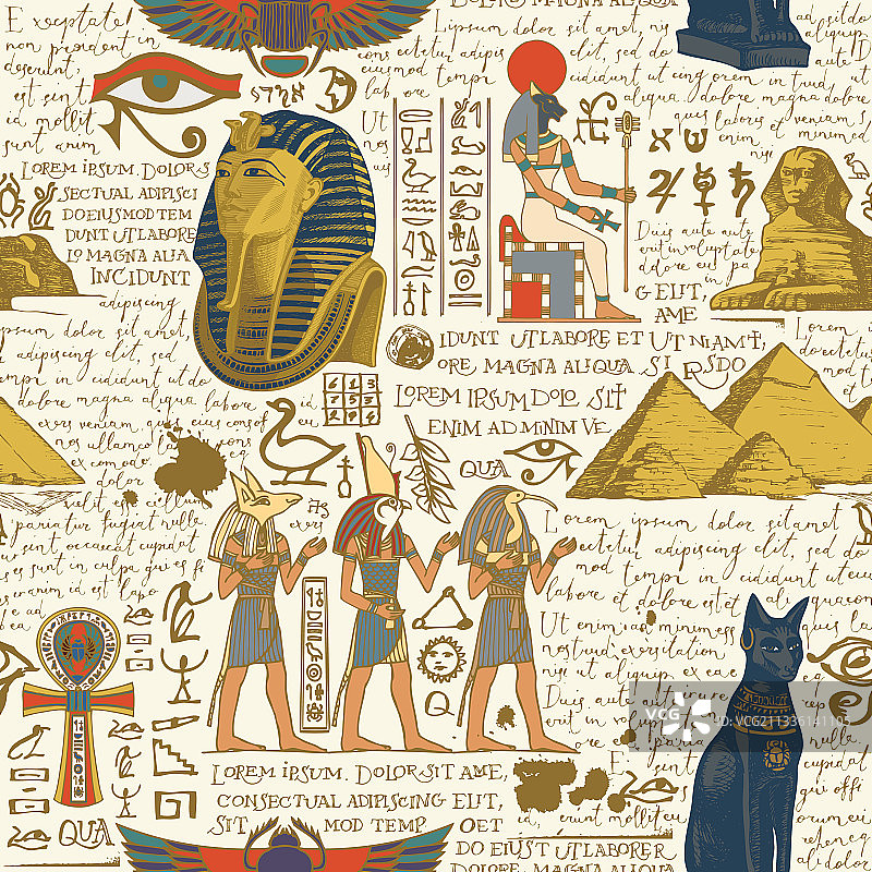 古埃及主题无缝图案图片素材