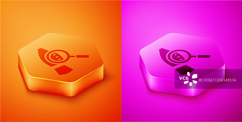 2.5D放大镜和脚印图标图片素材