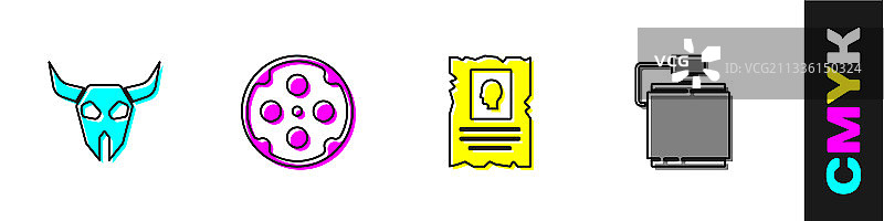 水牛头骨左轮手枪套筒通缉图片素材