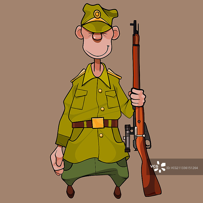 穿军装的卡通男人站立图片素材