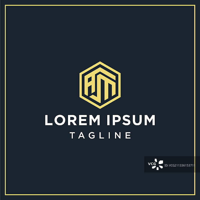 AM AU IU OR IM六边形标志图片素材