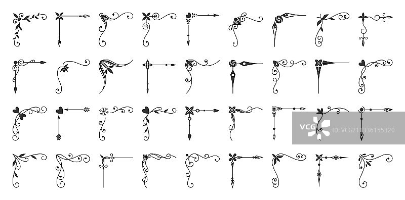 复古边角黑色线条复古框架套装图片素材