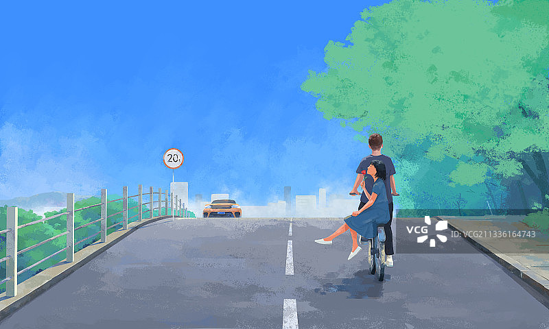 骑单车的情侣图片素材