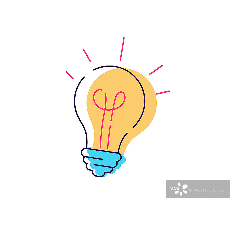 灯泡图标扁平轮廓图片素材