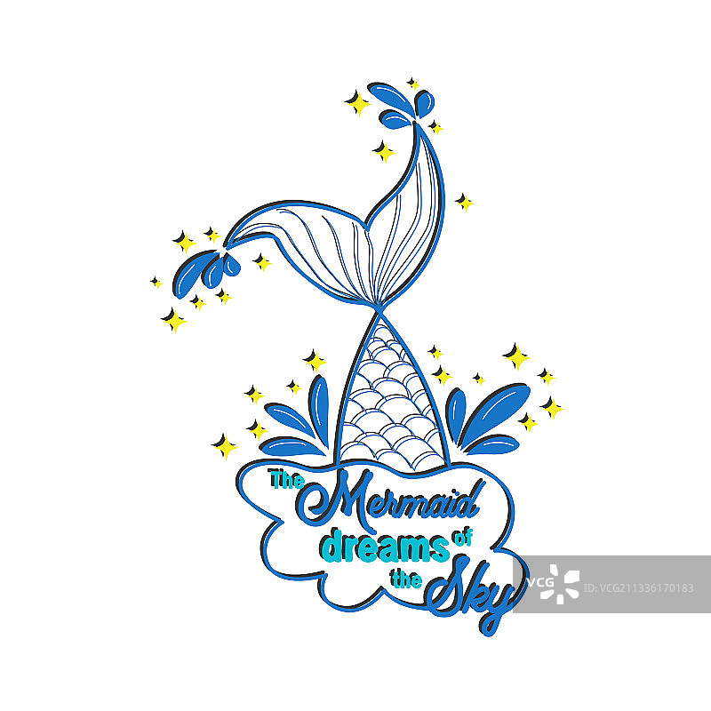 手绘海洋元素美人鱼卡片图片素材