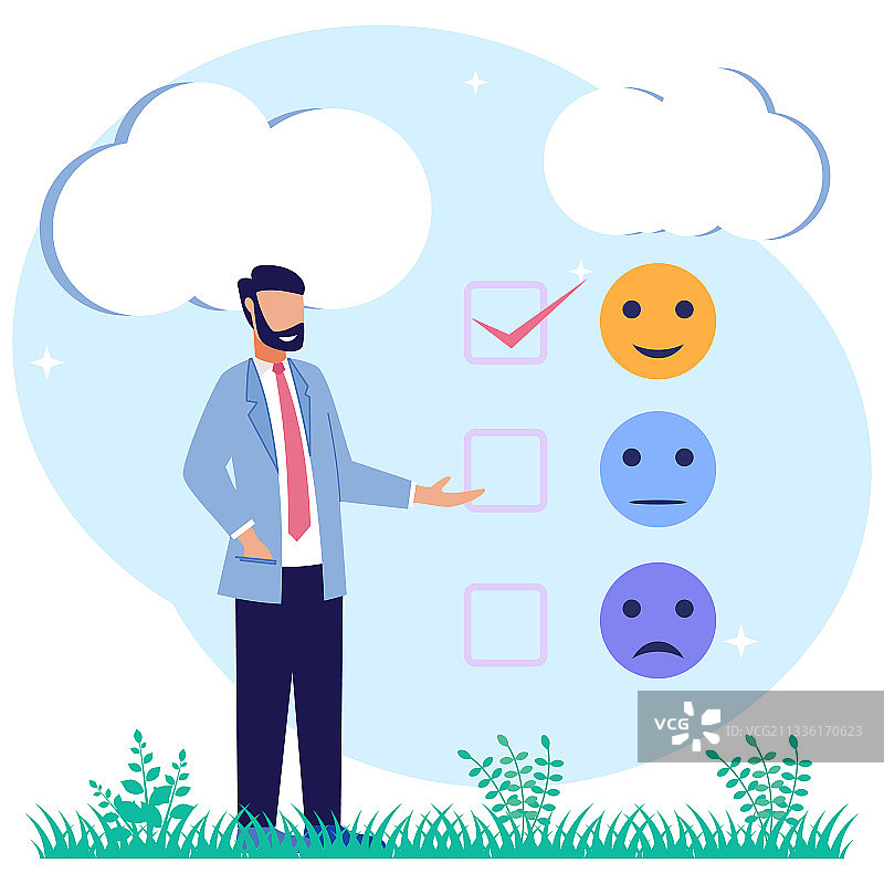 卡通人物客户满意度图片素材