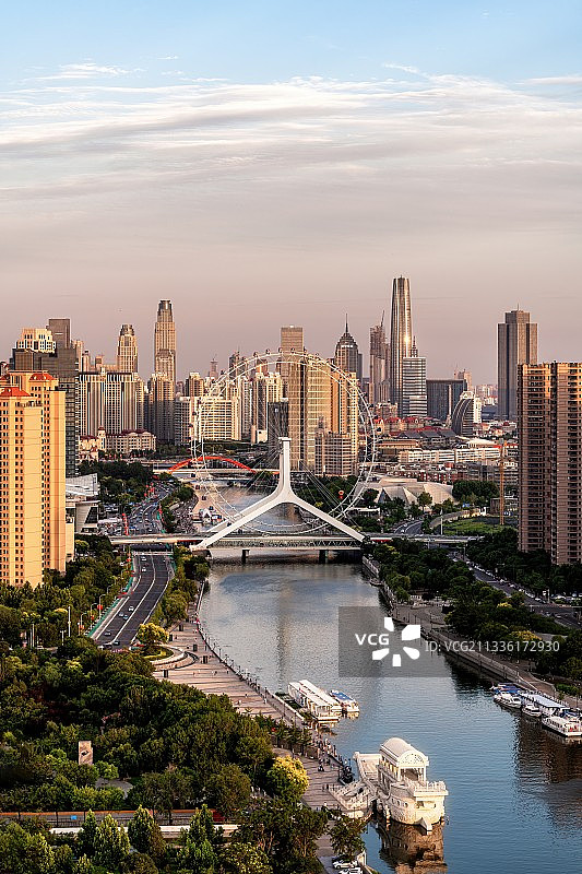天津市天津之眼海河津湾广场城市风光建筑金融区景色图片素材