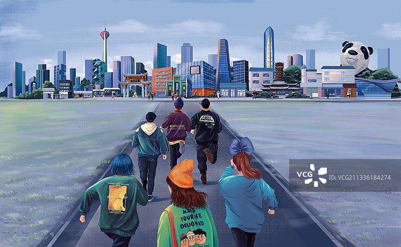 成都奔跑的人图片素材