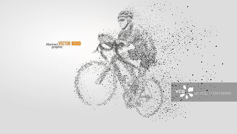 灰色背景粒子点组合公路自行车男运动员，抽象矢量体育运动会素材图片素材