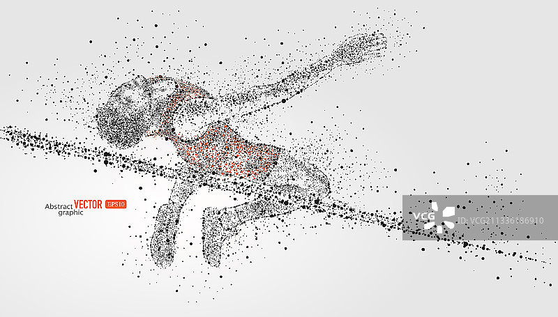 灰色背景上粒子点组合跳高运动员成功，抽象矢量体育运动会素材图片素材