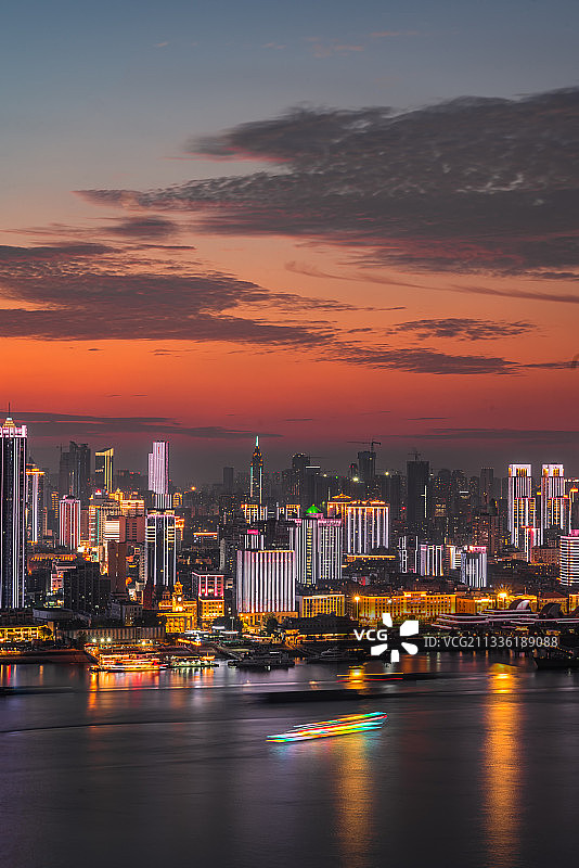 武汉晚霞灯光秀图片素材