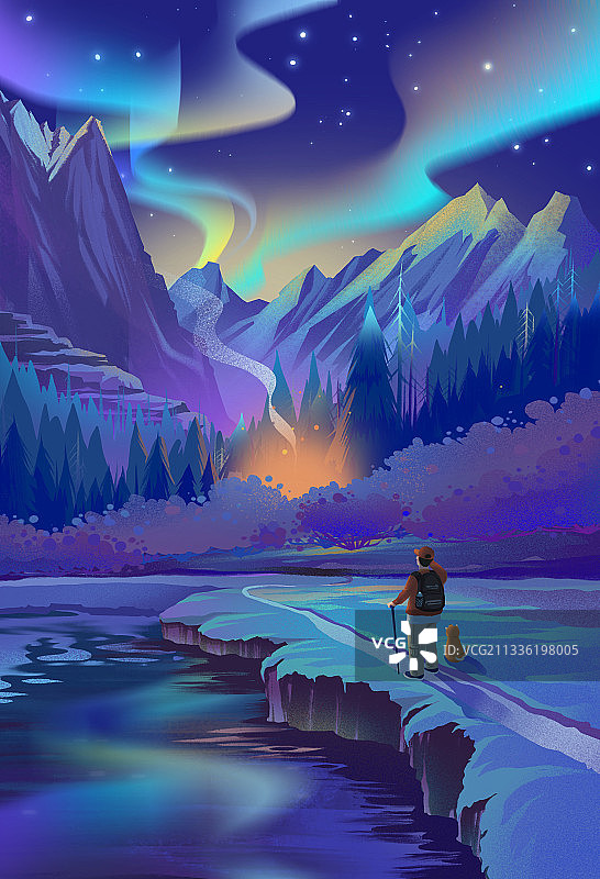 极光森林图片素材