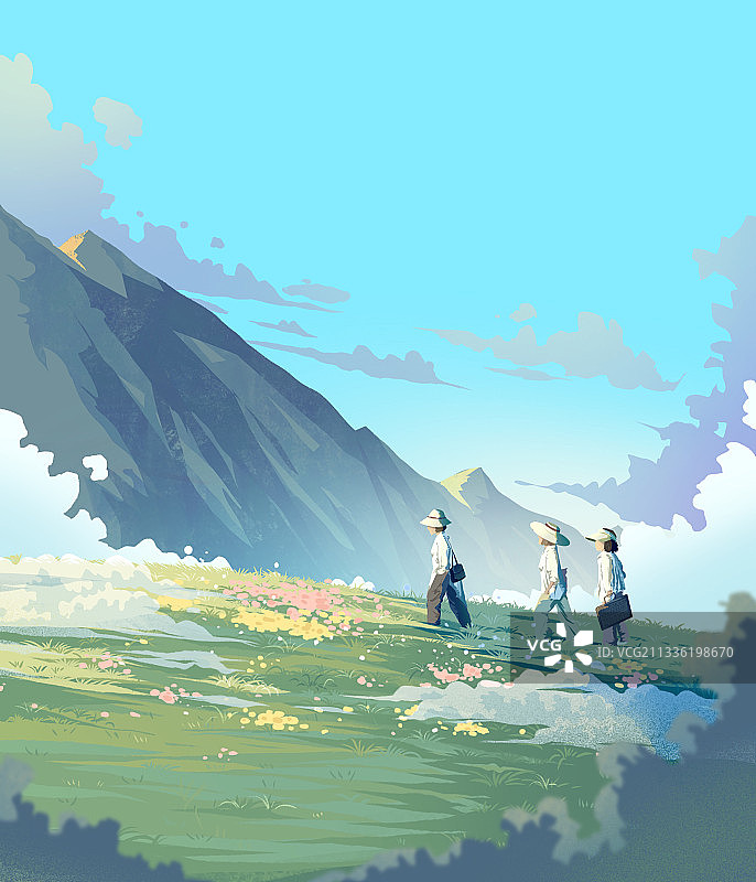 三人成群的旅行图片素材