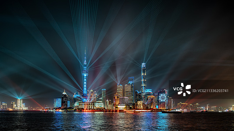 陆家嘴灯光秀图片素材