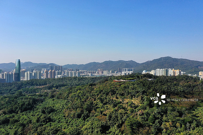 广东省深圳市福田区市民中心莲花山深业上城航拍图片素材