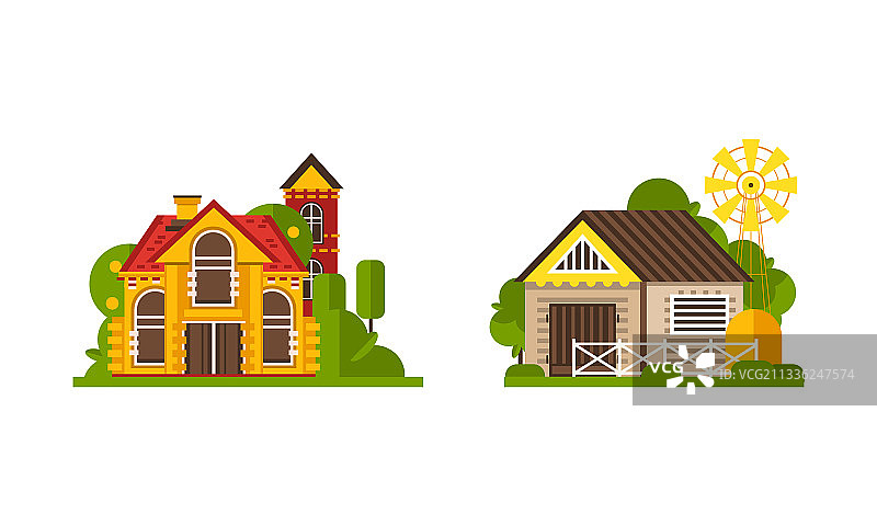 有房屋建筑的乡村农场图片素材