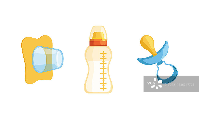 母乳喂养用品：奶瓶和奶嘴图片素材