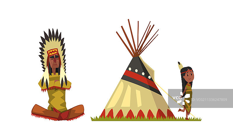 身着传统民族服饰的美洲原住民图片素材