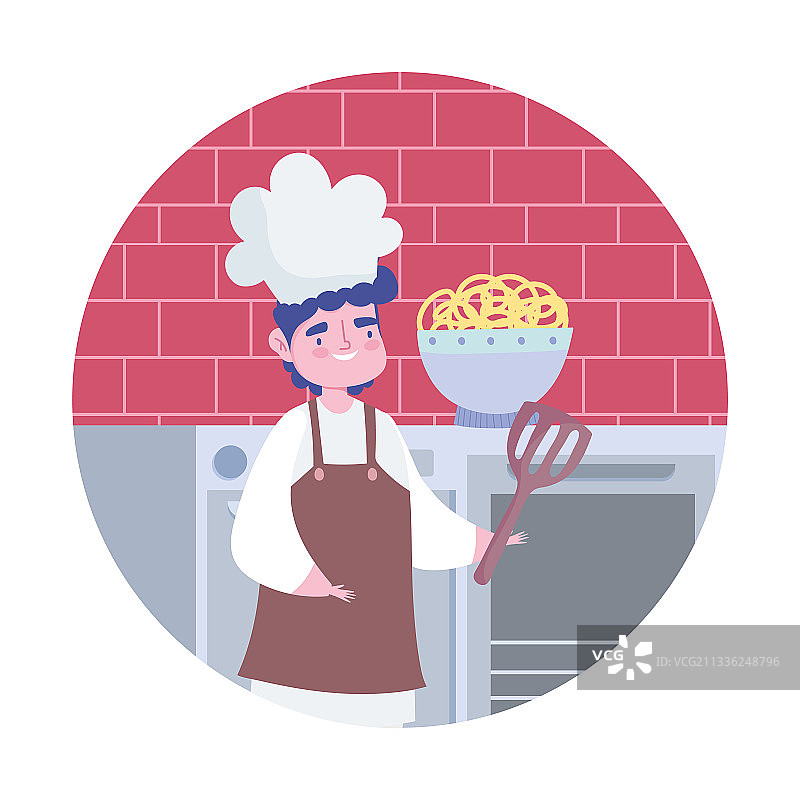 厨师烹饪面条图片素材