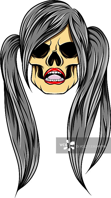 独特的双马尾女性头骨图片素材