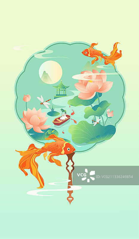 国风夏季插画图片素材