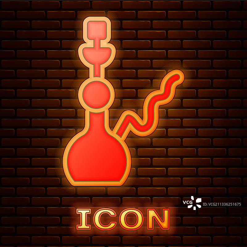 发光霓虹水烟壶图标图片素材
