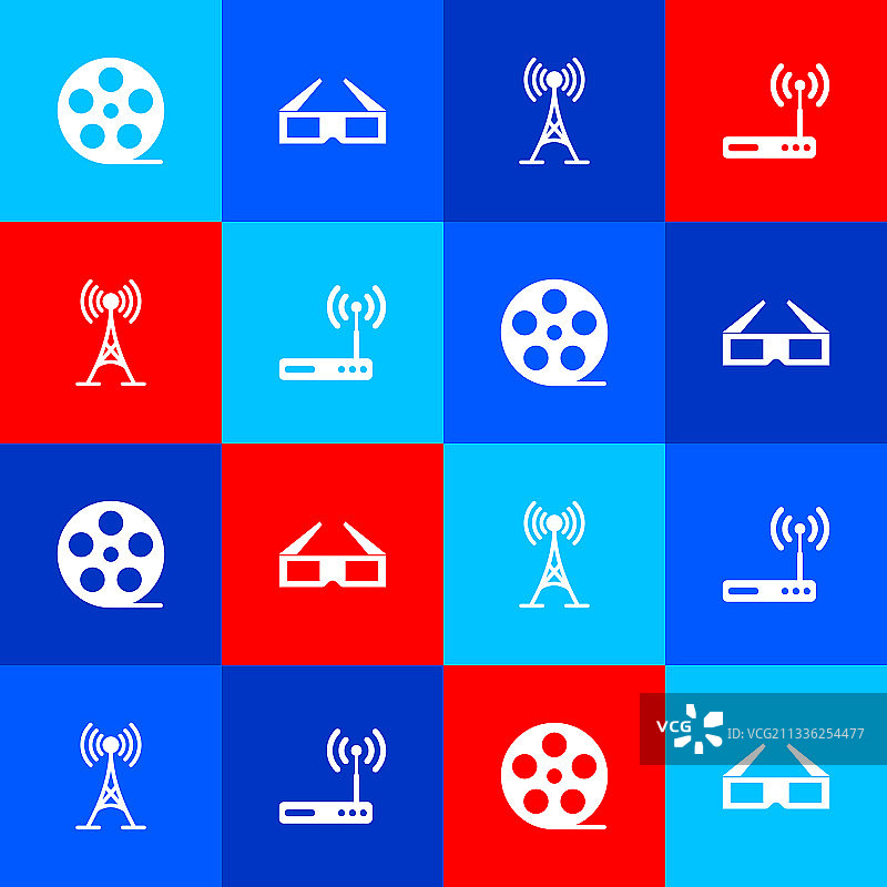 胶片卷轴、3D眼镜和天线合集图片素材