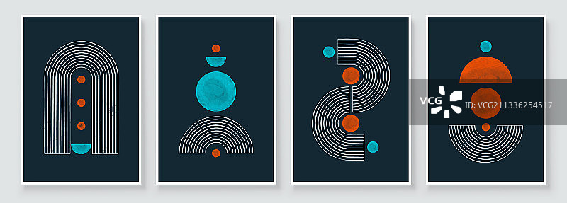 潮流的中世纪现代设计套装图片素材