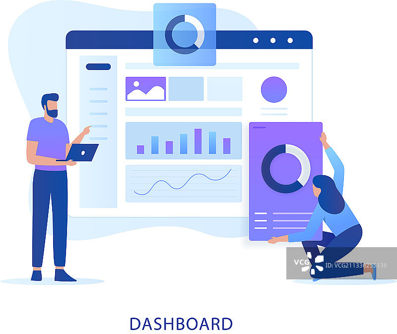 扁平风格管理仪表板设计概念图片素材